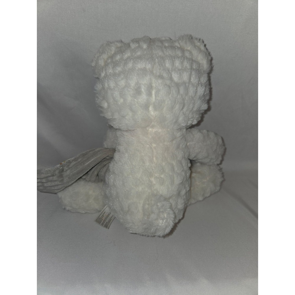 55 White Teddy Bear Plush Lovey Security Blanket Gray Scarf Rainbow Satin... - Picture 2 of 4